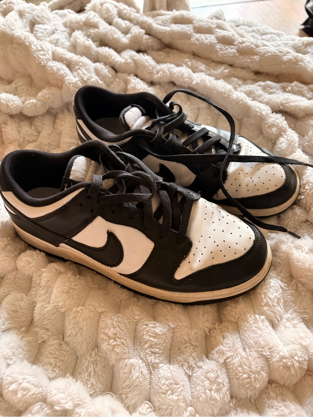 Nike Mens Black and White Low Dunk Panda Sneakers
